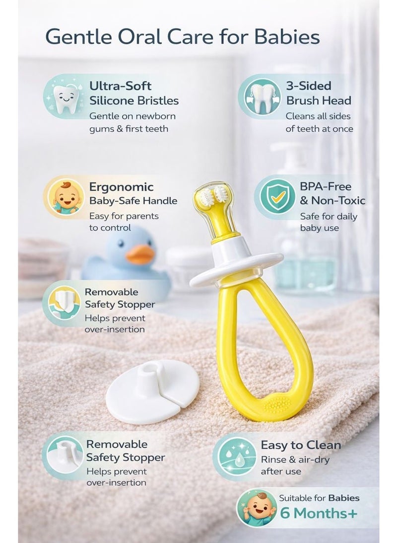 Turtees Baby Three-Sided Soft Bristle Toothbrush for Infants 6+ Months | BPA-Free Gentle Oral Care | Safety Stopper Design | Co-Designed with Child Dental Experts - Image 4
